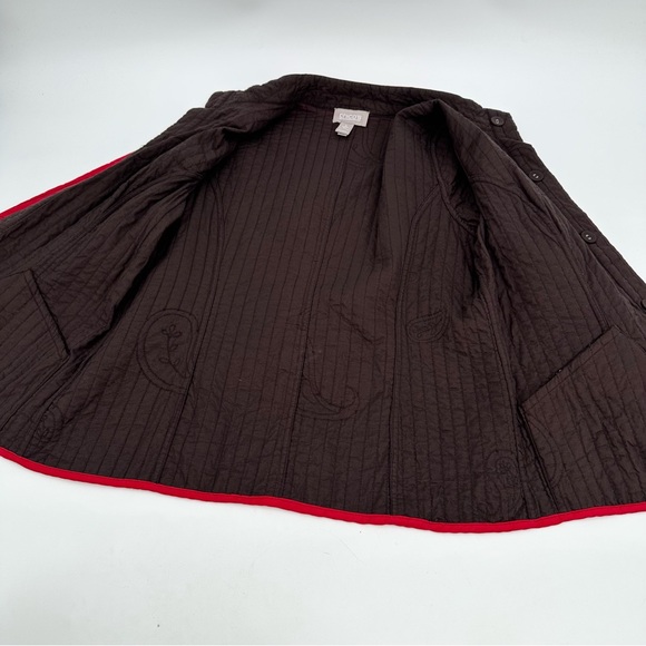 Chicos Jacket Womens 0 US Sz S 4 Red Paisley Quilted Cotton Buttons READ - Picture 9 of 11